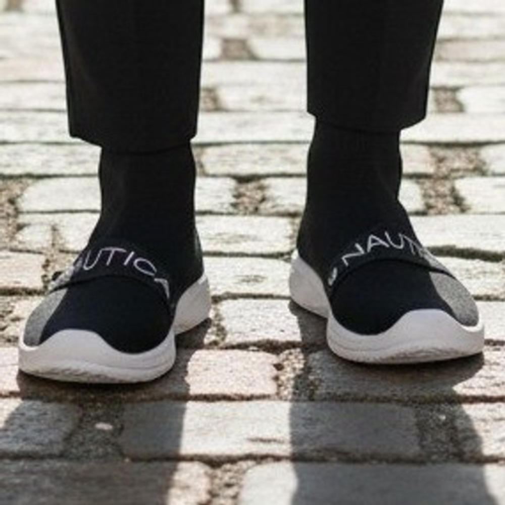 Nautica Womens Black Knit Sock Sneakers High Top Slip On Athletic Shoes Size 6